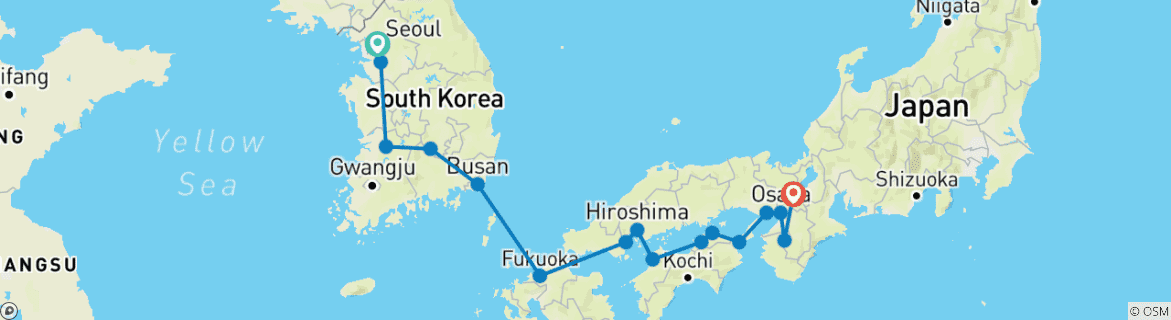 Image d'une carte montrant l'itinéraire du circuit