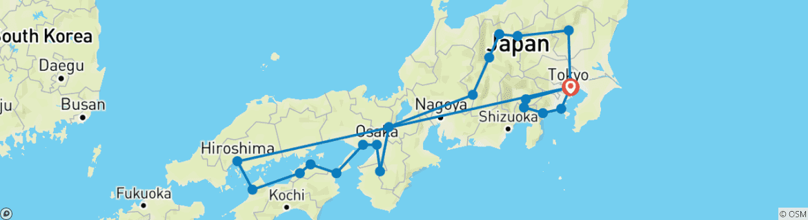 Image d'une carte montrant l'itinéraire du circuit