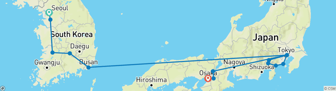 Image d'une carte montrant l'itinéraire du circuit