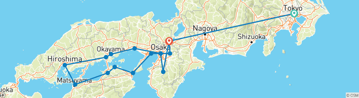 Foto van een kaart met de route van de rondreis