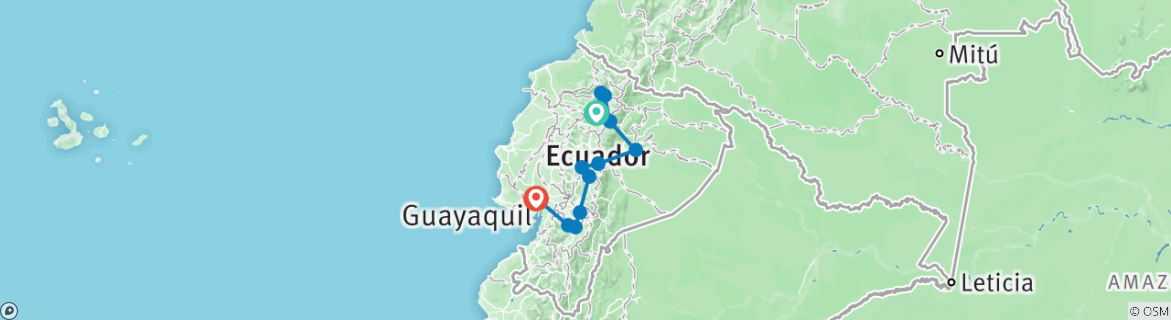 Map of Highlights of Ecuador: Andes to Amazon