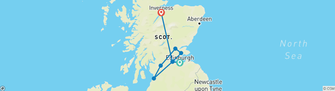 Image d'une carte montrant l'itinéraire du circuit