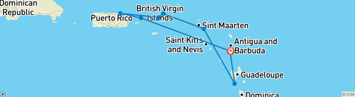 Image d'une carte montrant l'itinéraire du circuit