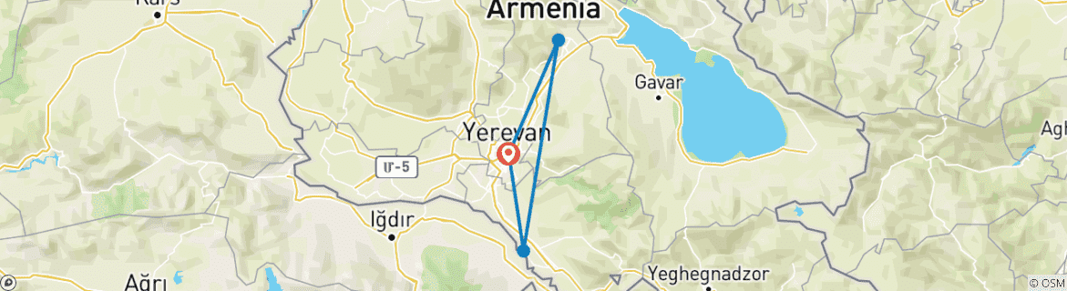 Image d'une carte montrant l'itinéraire du circuit