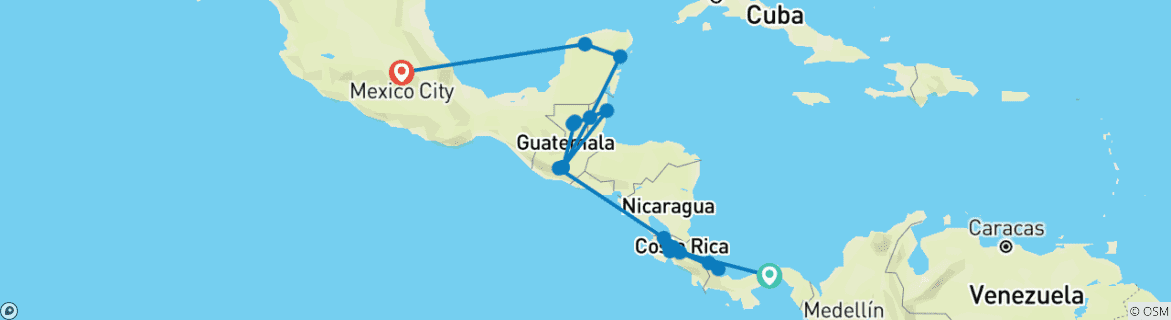 Foto van een kaart met de route van de rondreis