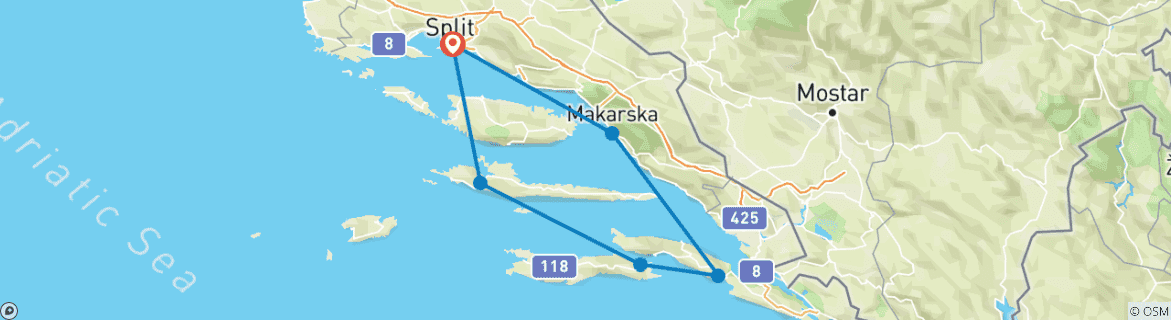 Image d'une carte montrant l'itinéraire du circuit