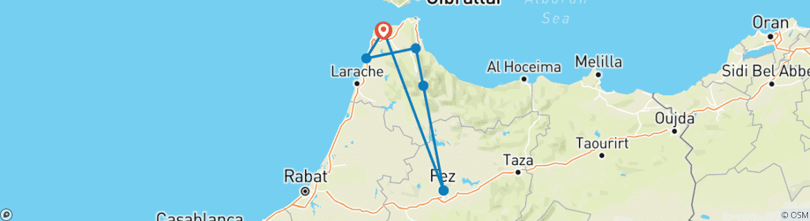 Image d'une carte montrant l'itinéraire du circuit