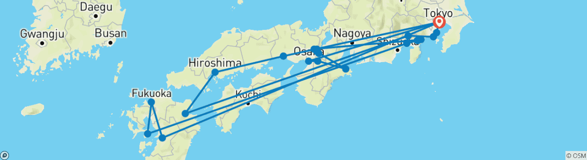Image d'une carte montrant l'itinéraire du circuit