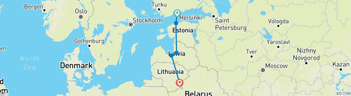 Image d'une carte montrant l'itinéraire du circuit