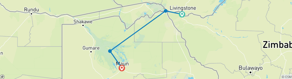 Karte mit der Reiseroute