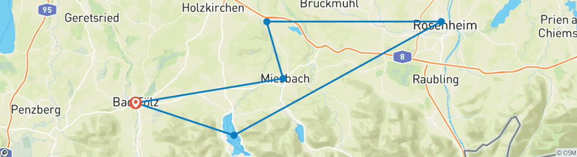 Karte mit der Reiseroute