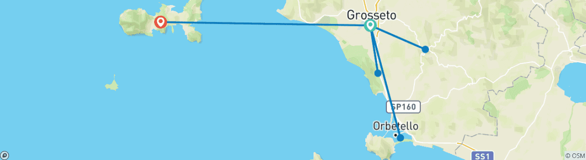 Foto van een kaart met de route van de rondreis