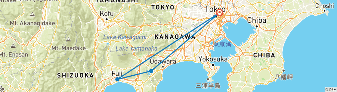 Image d'une carte montrant l'itinéraire du circuit