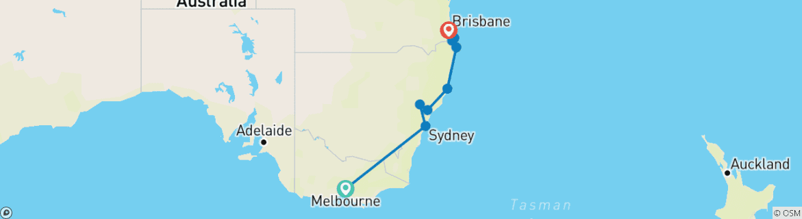 Image d'une carte montrant l'itinéraire du circuit