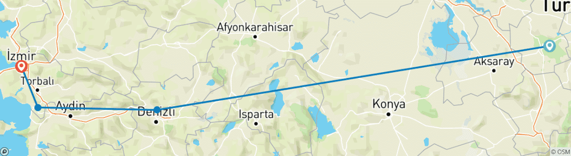 Image d'une carte montrant l'itinéraire du circuit