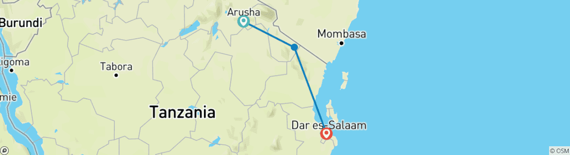 Karte mit der Reiseroute