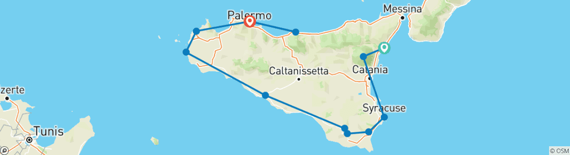 Image d'une carte montrant l'itinéraire du circuit