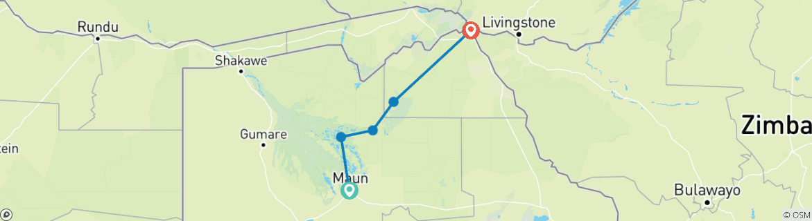 Image d'une carte montrant l'itinéraire du circuit