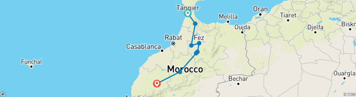 Image d'une carte montrant l'itinéraire du circuit