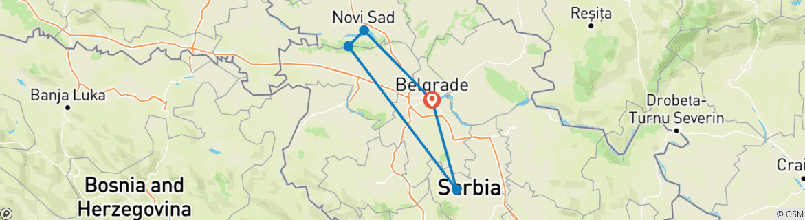 Image d'une carte montrant l'itinéraire du circuit