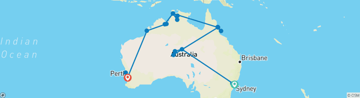 Karte mit der Reiseroute