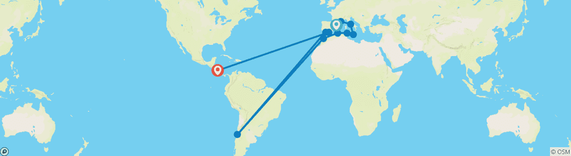 Image d'une carte montrant l'itinéraire du circuit