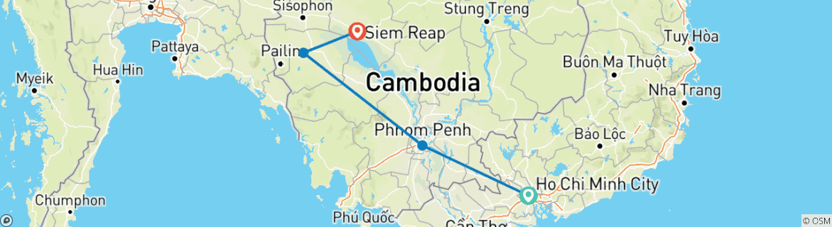 Image d'une carte montrant l'itinéraire du circuit