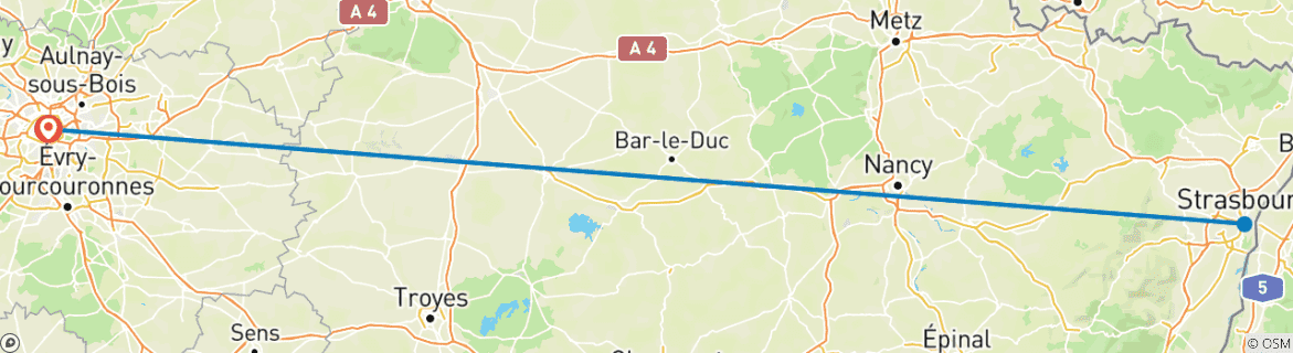 Image d'une carte montrant l'itinéraire du circuit