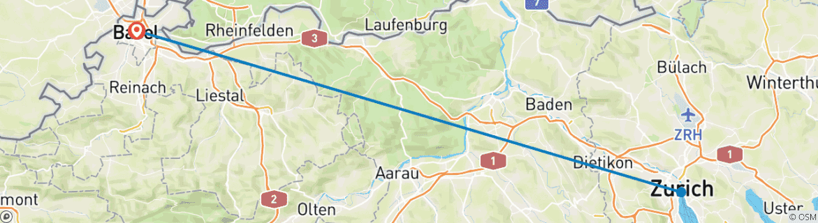 Image d'une carte montrant l'itinéraire du circuit