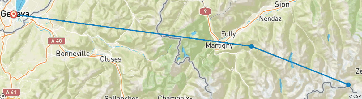 Image d'une carte montrant l'itinéraire du circuit