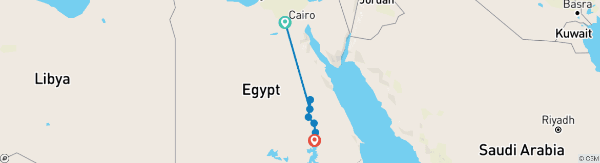 Image d'une carte montrant l'itinéraire du circuit