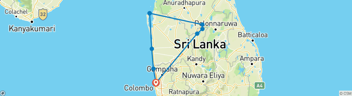 Foto van een kaart met de route van de rondreis