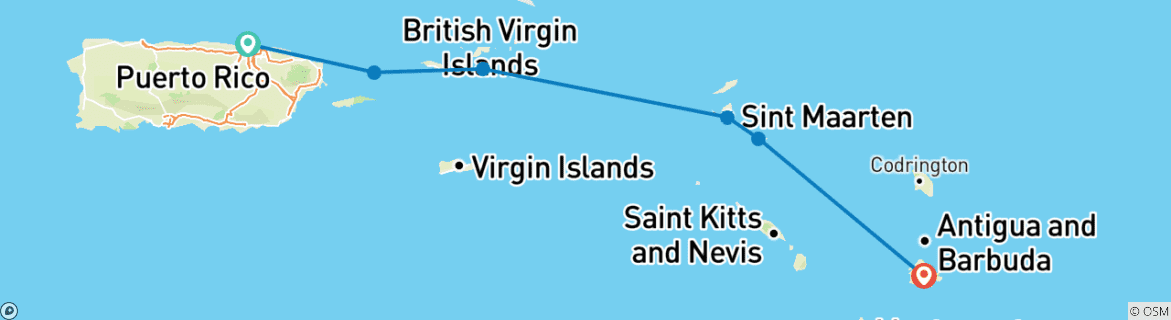 Image d'une carte montrant l'itinéraire du circuit