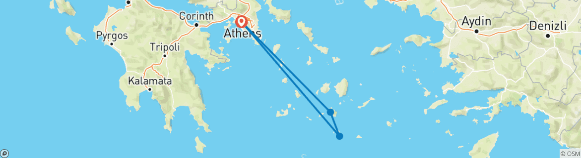 Carte du circuit Rêves d'îles grecques : Athènes, Santorin et Ios