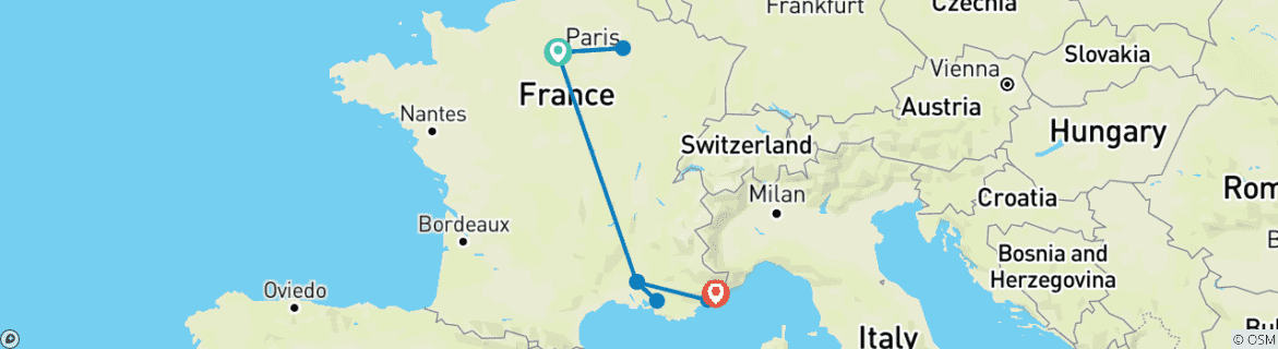 Image d'une carte montrant l'itinéraire du circuit