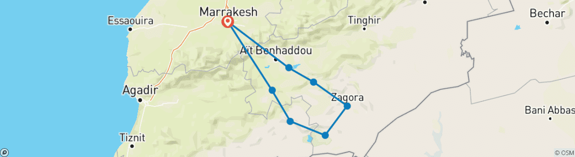 Foto van een kaart met de route van de rondreis