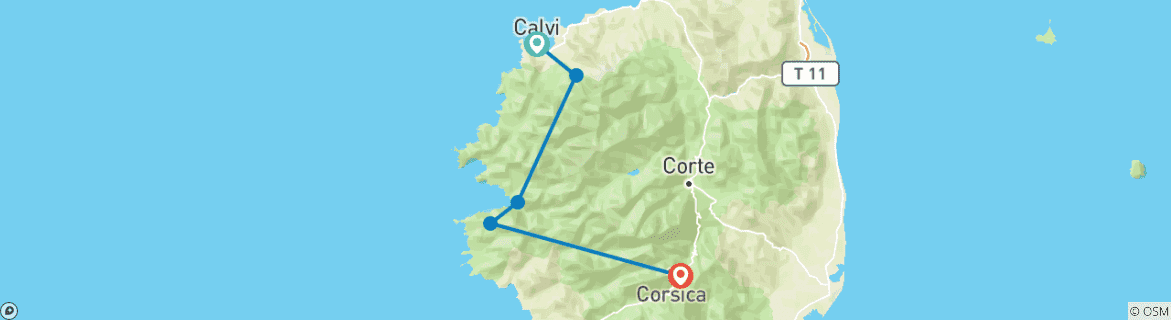 Image d'une carte montrant l'itinéraire du circuit