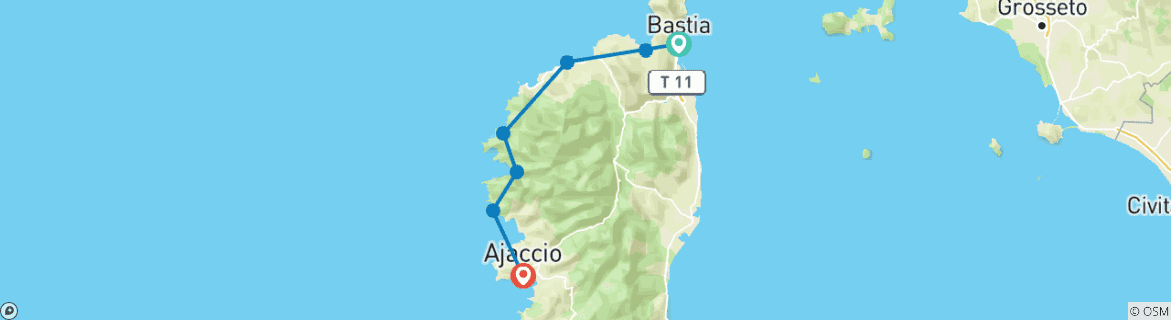 Image d'une carte montrant l'itinéraire du circuit