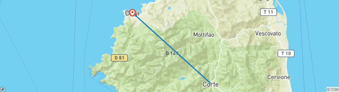 Image d'une carte montrant l'itinéraire du circuit