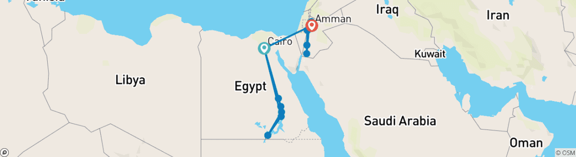Image d'une carte montrant l'itinéraire du circuit