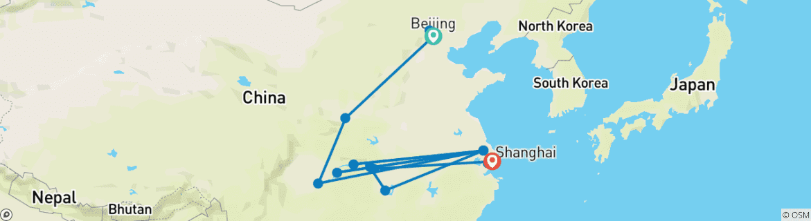 Karte mit der Reiseroute