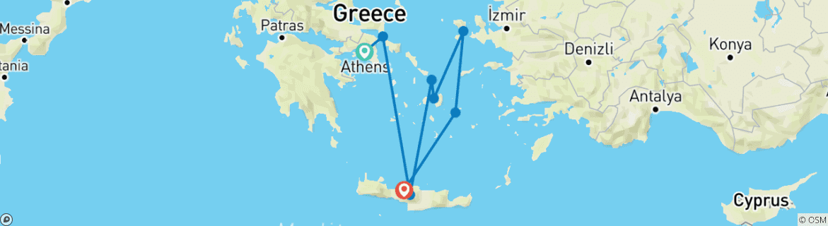 Image d'une carte montrant l'itinéraire du circuit