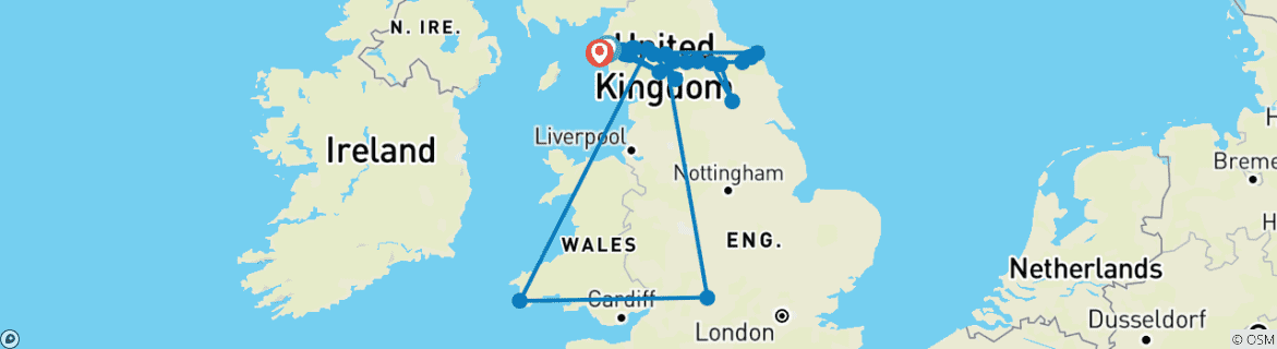 Foto van een kaart met de route van de rondreis