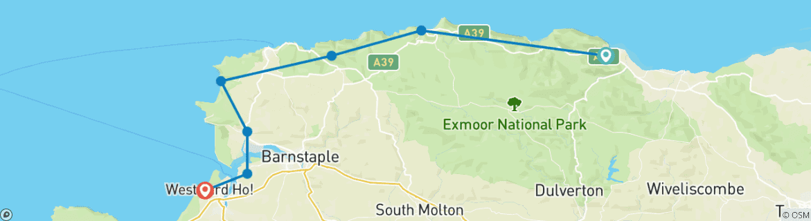 Image d'une carte montrant l'itinéraire du circuit