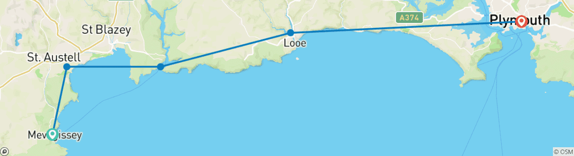 Image d'une carte montrant l'itinéraire du circuit