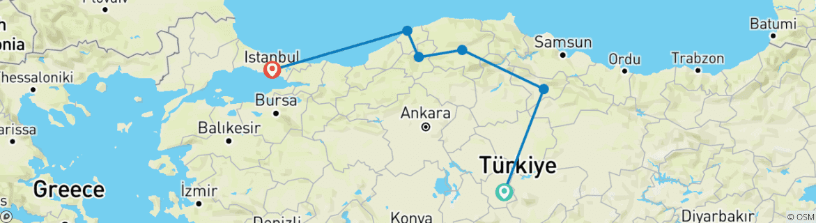 Image d'une carte montrant l'itinéraire du circuit