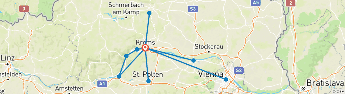 Foto van een kaart met de route van de rondreis