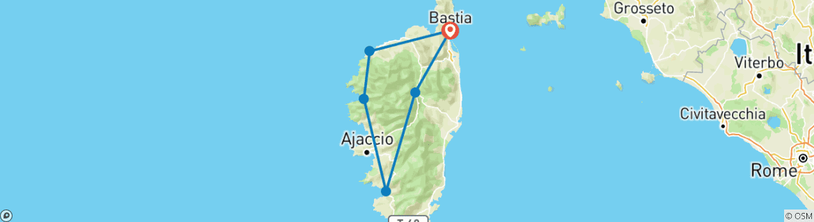 Carte du circuit Corse - Tour de Corse (7 jours)