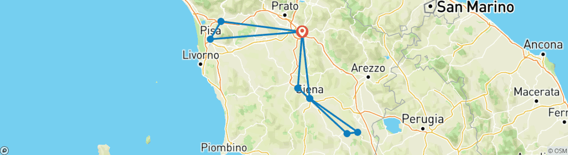 Image d'une carte montrant l'itinéraire du circuit