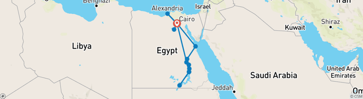 Image d'une carte montrant l'itinéraire du circuit